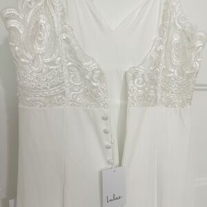 Large - Lulu’s Forever a Fairytale White Lace Sleeveless Maxi Dress